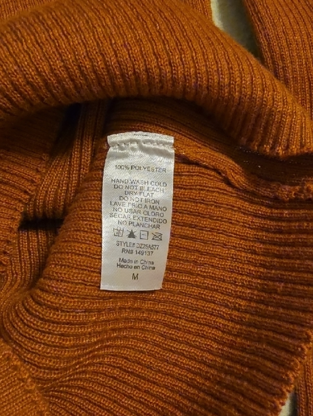 Double Zero Rust-Orange Ribbed Cowl Neck Sweater - Picture 3 of 4